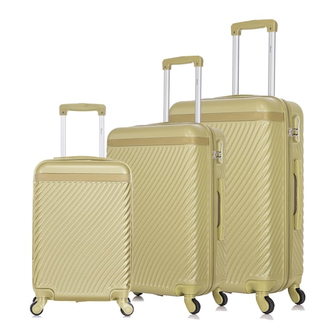 Senator Hard Case Suitcase Trolley Luggage Set of 3 For Unisex ABS Lightweight Travel Bag with 4 Spinner Wheels KH1065 Tea Green