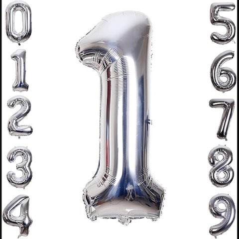 NUMBER 1 FOIL BALLOON 32 INCH SILVER