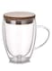 MIBRU Double Glass Cup For Tea And Coffee With Heat Preservation Lid 350ml