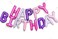 Purple Pink Happy Birthday Balloons Banner, 16 Inch Mylar Foil Letters Birthday Sign for Girls Boys Kids &amp; Adults Birthday Decorations and Party Supplies