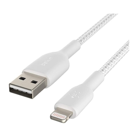 بيلكين CAA002BT3MWH بوست تشارج كابل شحن لايتنينج مضفر – 3 متر - أبيض