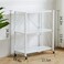 Foldable Storage Shelf Unit with Wheel, Heavy Duty Storage Shelving Unit for Kitchen, Garage and Laundry Bathroom(3 Tier white)