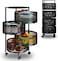 Lihan Rotating Multi-Layer Kitchen Storage Shelf,  4-Tier Round Floor-Standing Kitchen Storage Rack with Wheels, Household Storage Shelf for Kitchen Living Vegetable Fruit Stand(Black)