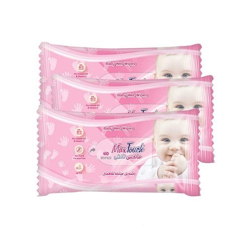 Max Touch Baby Wipes - 40 Wipes Pack Of 3