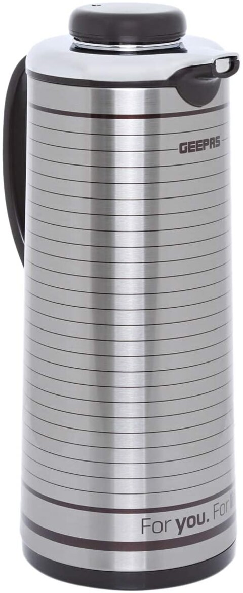 Geepas Gvf5260 Stainless Steel Hot And Cold Glass Inner Pot Vacuum Flask, Silver