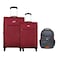 VIP Tivoli 4 Wheel Expandable Cabin Luggage Soft Strolley Berry 55cm+69cm and Backpack Grey