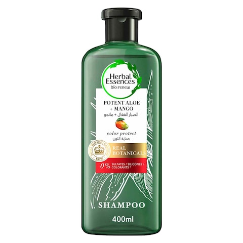 Herbal Essences Color Protect Sulfate Free Potent Aloe Vera + Mango Natural Shampoo for Dry Hair And Hair Hydrate 400ml