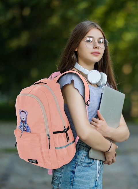 Bear Pattern Large Capacity Backpack, Nylon Durable Lightweight School Backpack, Fashion Travel Computer Bag