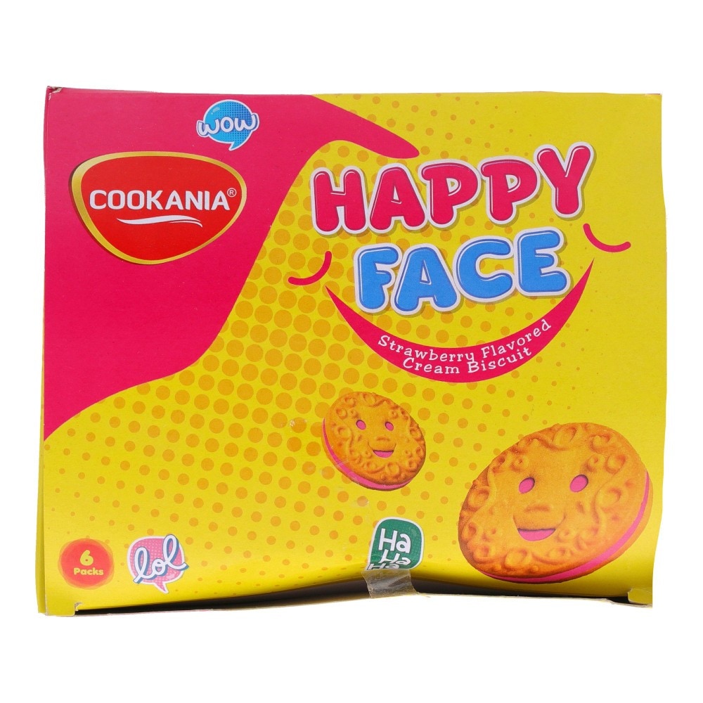 Cookania Buy Cookania Happy Face Strawberry Flavoured Cream Biscuit (Pack of 6 ...