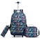 Eazy Kids - 18&quot; Set of 3 Trolley School Bag Lunch Bag &amp; Pencil Case Cacti - Blue
