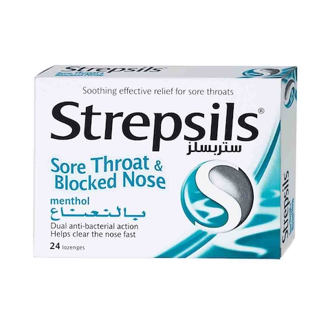 Strepsils Sore Throat And Blocked Nose Menthol Tablet 24 Pieces