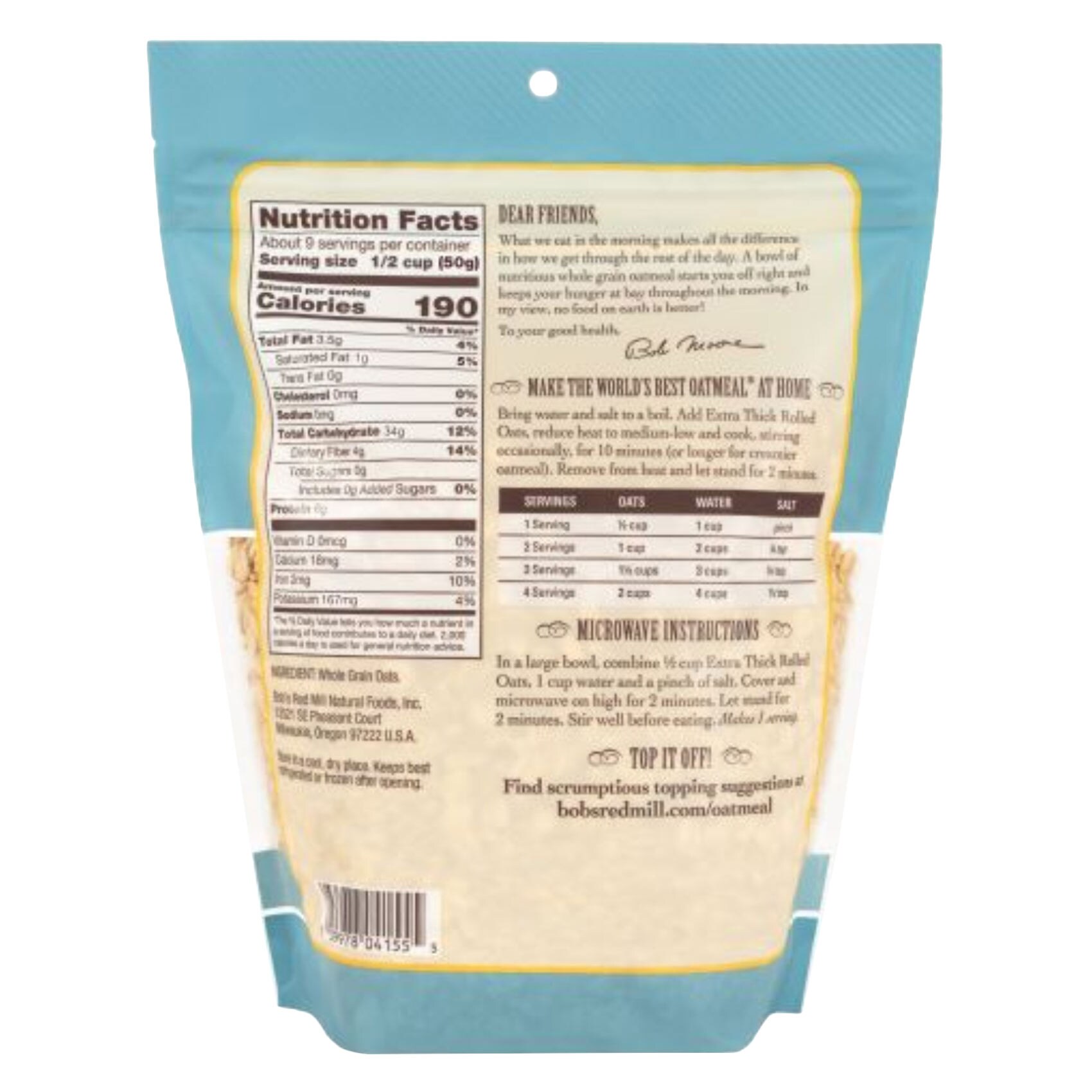 Bob's Red Mill Oats Extra Thick Rolled 454 Gram product thumbnail 2