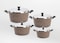 SAFLON 8 PCS POT SS LID 0.6 MM  30+26+22+18 BROWN COLOR