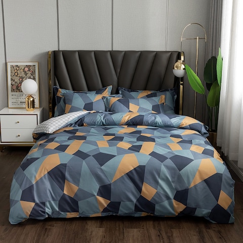 6-Piece Double Size Duvet Cover Set 1 Duvet Cover + 1 Flat Sheet + 4 Pillow Cases Microfibre Hoki