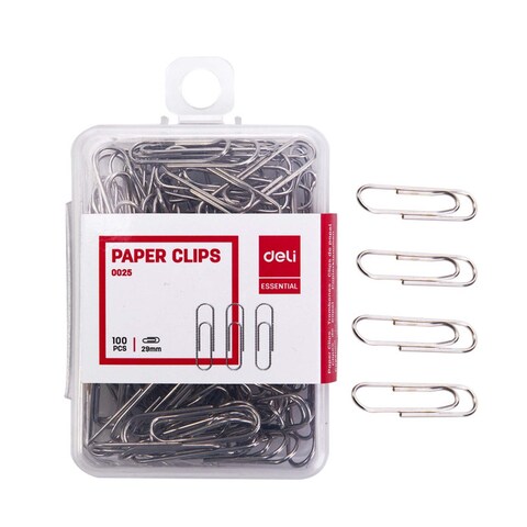 Deli Paper Clips - 29mm - 100 Pieces - Silver