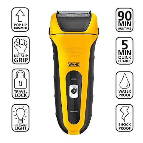 Wahl Lifeproof Lithium Ion Foil Shaver - Waterproof Rechargeable Electric Razor With Precision Trimmer For Men&#39;s Beard Shaving, Trimming, &amp; Grooming With Long Run Time &amp; Quick Charge - Model 7061-100
