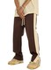 Mei Homecenter Unisex Side Split Straight Long Track Pant, M Size, Brown &amp; Cream