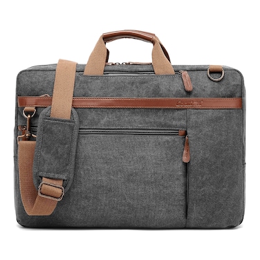 Coolbell - Convertible Backpack  Canvas Business Laptop Briefcase - Grey 17.3"