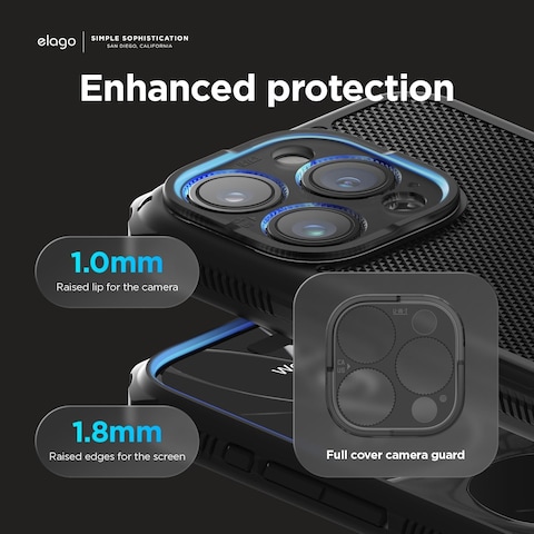 elago Magnetic Armor for iPhone 15 Pro Max Military Grade compatible with MagSafe case cover with Rigid Pattern - Black