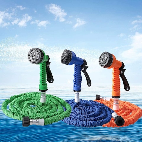 Generic Top 7 In 1 Spray Gun, 25-200Ft Expandable Garden Hose Latex Tube Magic Flexible Hose For Garden Car Plastic Hoses Tuinslang, 125Ft, Green