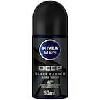 Buy NIVEA MEN Antiperspirant Roll-on for Men DEEP Black Carbon Antibacterial Dark Wood Scent 50ml in UAE