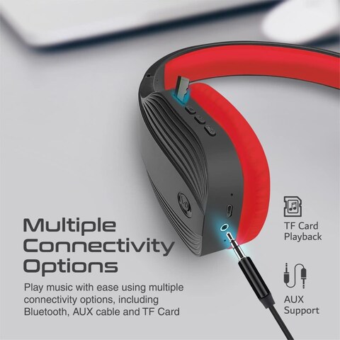 Promate Wireless Bluetooth Headphones, High-Performance Noise Isolation Over-Ear Wired/Wireless Bluetooth v5.1 Headset with Mic, FM Radio, 10H Playtime, TF Card Slot and 3.5mm Jack, Terra
