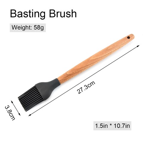 decdeal-Silicone Kitchen Utensil Set 11 Pcs Beech Wooden Handle Heat-Resistant Non-Stick Spoon Spatula Ladle Cooking Tools