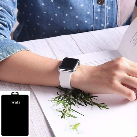 Wafi Compatible Apple Watch Band 42mm, 44mm, Soft Silicone Sport, White