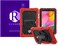 Remson Samsung Galaxy Tab A 8 T387 2018 Full Body Rugged Shockproof Drop Protection With 360 Rotating Kickstand/Shoulder Strap Cover (Red)