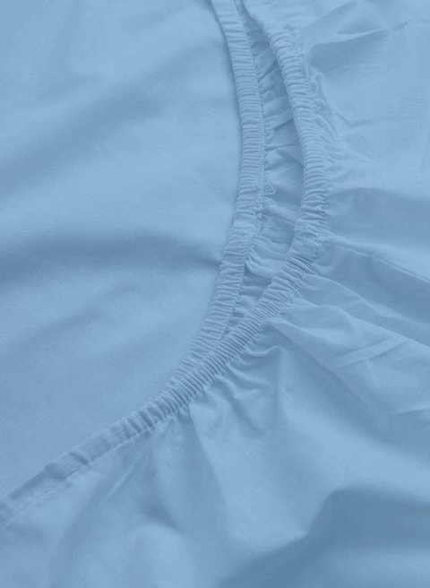 Deyarco Princess Fitted Sheet 2pc-Fabric: Cotton Poly Easy Iron - Color: Lt. Blue -Size: Single 120x200+25cm + 1pc Pillowcase 50x75 cm