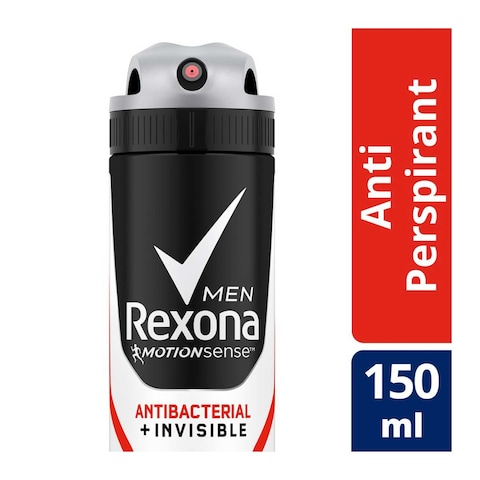 Buy Rexona Men Antiperspirant Deodorant Spray Antibacterial + Invisible 150ml in Saudi Arabia