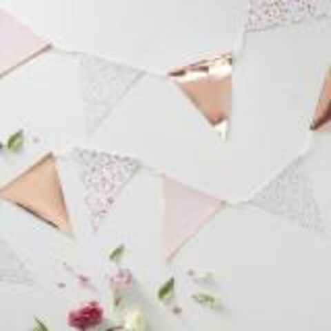 GingerRay - Rose Gold Foiled Ditsy Floral Print Bunting L 3.5M - Rose Gold