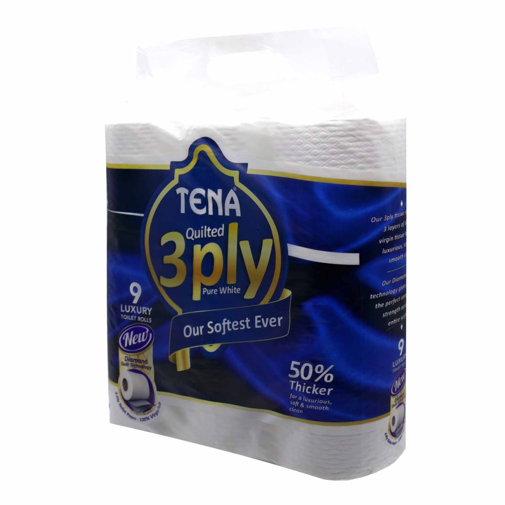 Tena Quilted Toilet Roll 3 Ply Pack Of 9