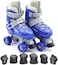 EASY FUTURE Roller Skates Adjustable Size Double Row 4 Wheel Skates Children Skates for Boys And Girls Including Protective Gear Knee Elbow Wrist Blue Medium (35-38)
