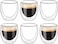 1CHASE Double Wall Insulated Coffee Tea Cups 250ml, Clear Coffee Mugs, Espresso, Cappuccino, Tea, Latte Cups, Cold/Hot Beverage - Set Of 6