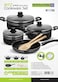 Royalford Ritz 9-Piece Non-Stick Cookware Set- Rf11759 Aluminum Body With 3-Layer Construction, Cd Bottom, Bakelite Handles And Glass Lid Black
