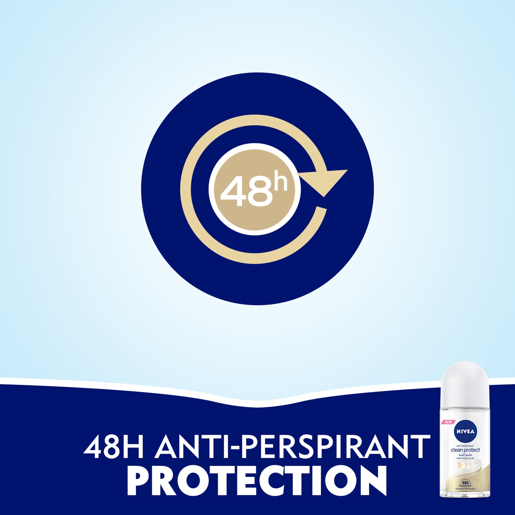 NIVEA Antiperspirant Roll-on for WoMen Clean Protect Pure Alum 50ml