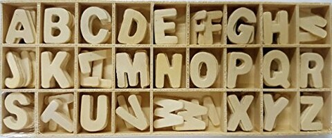 CraftDev Plain Wooden Alphabets Set (5 Pcs Each) Letters for Art and Craft Purpose