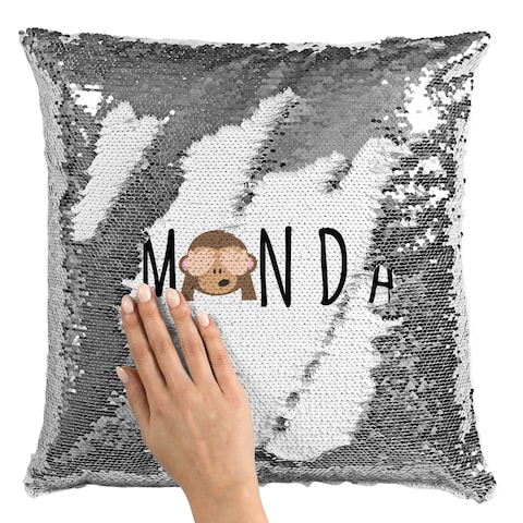 Loud Universe - 16x16 inch Sequin Throw Pillow Magic Flip Pillow Hashtag Monday Monkey