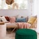 In House Round Decorative Linen Bean Bag - 90x25 cm - Dark Green