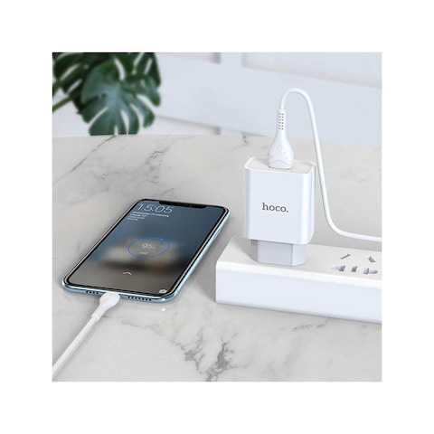 Hoco C81A Asombroso Single Port Charger Set with Type-C Cable - White