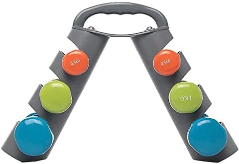 Dumbbells Weights Exercise &amp; Fitness Dumbbells Fixed Weight Dumbbell Set, 7 kgs with fancy dumbbell storage Rack
