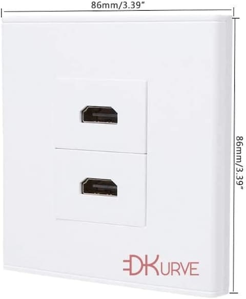 HDMI Compitable Wall Plate White 86 Type Wall Panel Socket HDtTV High Definition Digital TV Network Cable Outlet (2 Port)