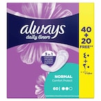 Buy Always Daily Liners Comfort Protect Pantyliners Normal 60 Liners in Saudi Arabia