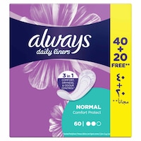 Always Daily Liners Comfort Protect Pantyliners Normal 60 Liners