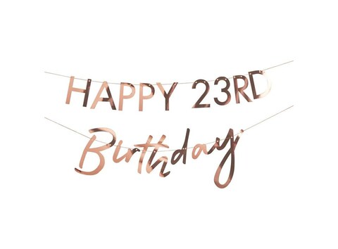 Ginger Ray Happy Birthday Bunting with Numbers- Rose Gold