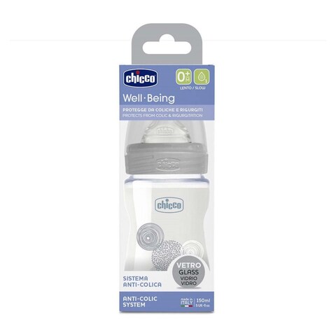 Chicco Well Being Glass Bottle for Newborn Baby - 150 ml