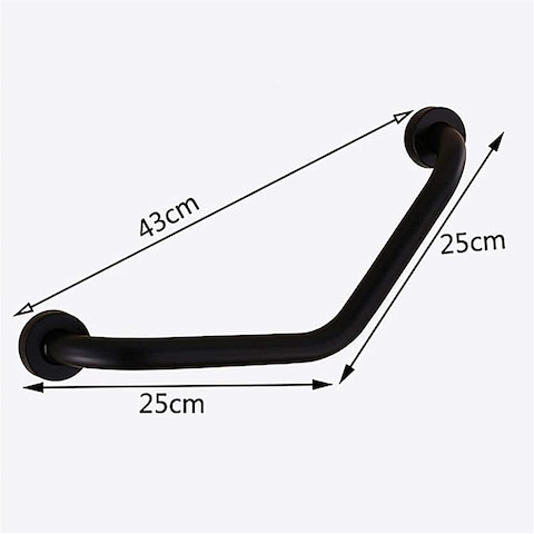Generic Curved Type Bathroom Bathtub Handrail, Stainless Steel Chromed Shower Grab Bar Toilet Anti-Skid Safety Handle For Elderly Children Safe Angled Grab Bar Showers Round, Black