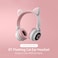Generic-Grey&amp;Pink LED Cat Ear Wireless Headset RGB 3-Color Lights Noise Cancelling BT 5.0 Foldable Earphone TF Card/Radio 3.5mm Plug Grey+Pink