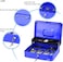 Rubik X-Large Cash Box With Key Money Tray Coin Slot Tray Steel Register For Small Business, Durable Portable Security Lockable Money Box Safe For Cash Storage (Blue)